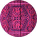 Round Persian Pink Traditional Rug, tr4377pnk
