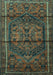 Machine Washable Persian Turquoise Traditional Area Rugs, wshtr4377turq