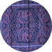 Round Persian Blue Traditional Rug, tr4377blu