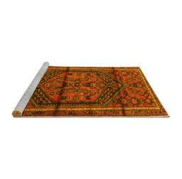 Sideview of Machine Washable Persian Yellow Traditional Rug, wshtr4377yw