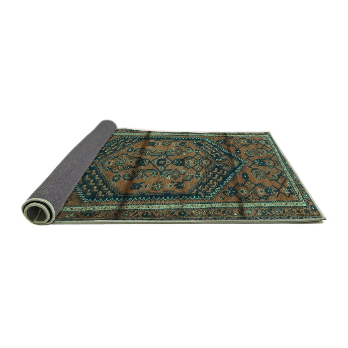 Sideview of Persian Turquoise Traditional Rug, tr4377turq