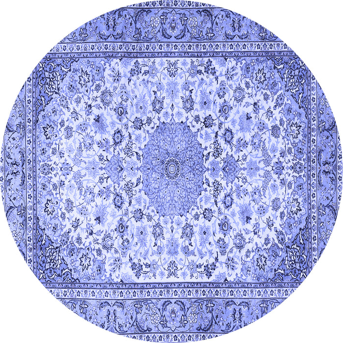 Round Medallion Blue Traditional Rug, tr4378blu