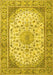 Machine Washable Medallion Yellow Traditional Rug, wshtr4378yw