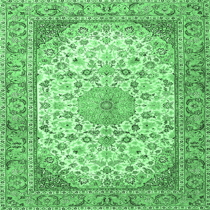 Square Medallion Emerald Green Traditional Rug, tr4378emgrn