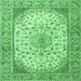 Square Medallion Emerald Green Traditional Rug, tr4378emgrn