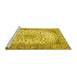 Sideview of Machine Washable Medallion Yellow Traditional Rug, wshtr4378yw