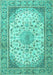 Machine Washable Medallion Turquoise Traditional Area Rugs, wshtr4378turq