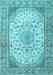 Machine Washable Medallion Light Blue Traditional Rug, wshtr4378lblu