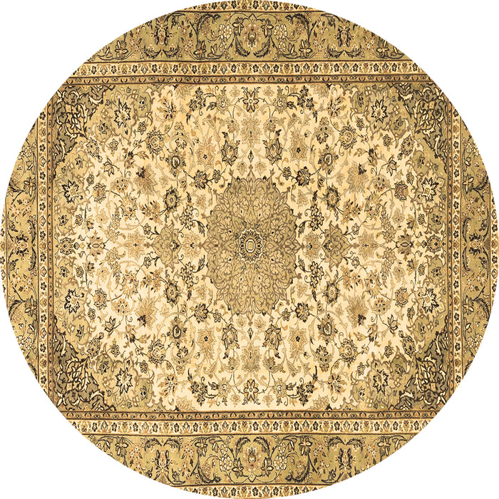 Round Medallion Brown Traditional Rug, tr4378brn