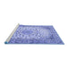 Sideview of Machine Washable Medallion Blue Traditional Rug, wshtr4378blu