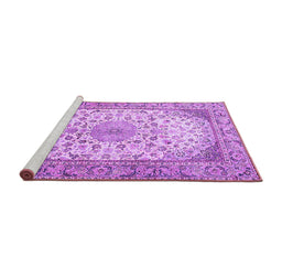 Sideview of Machine Washable Medallion Purple Traditional Area Rugs, wshtr4378pur