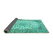 Sideview of Medallion Turquoise Traditional Rug, tr4378turq