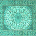 Square Medallion Turquoise Traditional Rug, tr4378turq