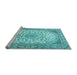 Sideview of Machine Washable Medallion Light Blue Traditional Rug, wshtr4378lblu