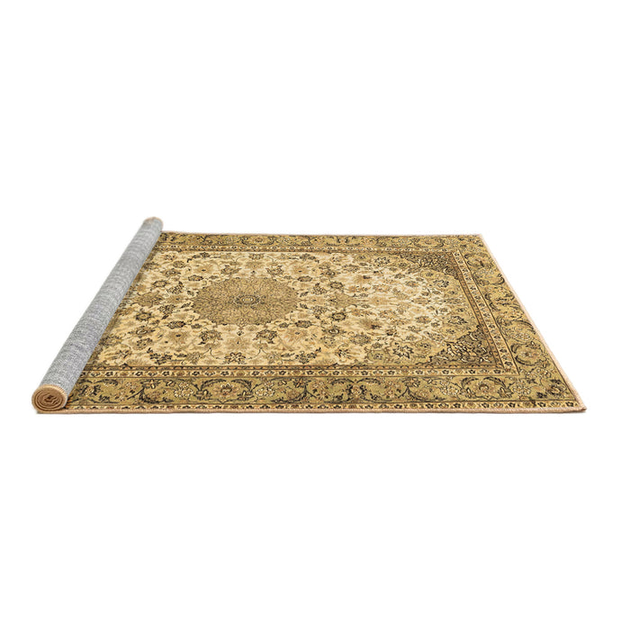 Sideview of Machine Washable Medallion Brown Traditional Rug, wshtr4378brn