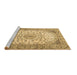 Sideview of Machine Washable Medallion Brown Traditional Rug, wshtr4378brn