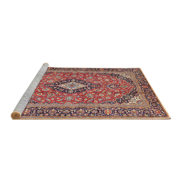 Sideview of Machine Washable Traditional Brown Red Rug, wshtr4379