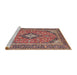 Sideview of Machine Washable Traditional Brown Red Rug, wshtr4379