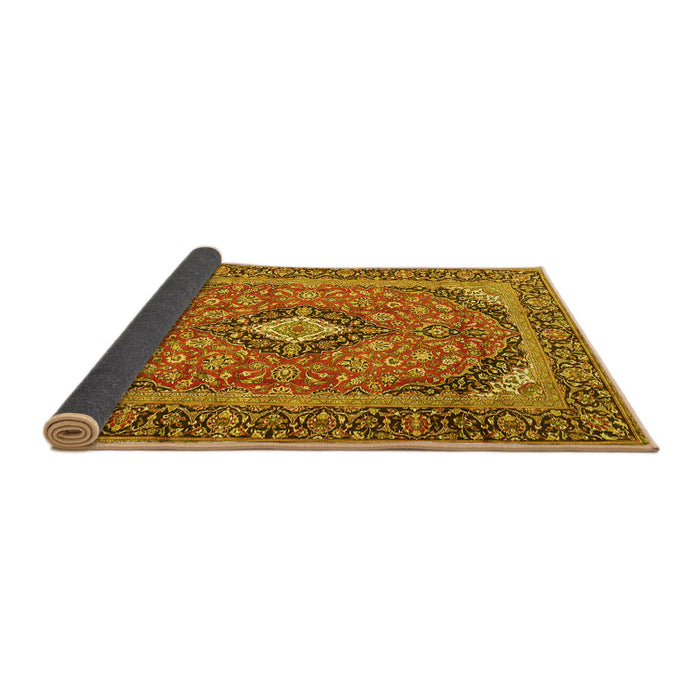 Sideview of Medallion Yellow Traditional Rug, tr4379yw