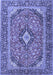 Machine Washable Medallion Blue Traditional Rug, wshtr4379blu