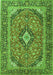 Serging Thickness of Machine Washable Medallion Green Traditional Area Rugs, wshtr4379grn