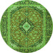 Square Medallion Green Traditional Rug, tr4379grn