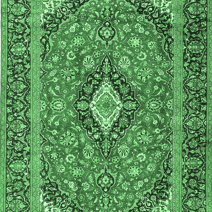Machine Washable Medallion Emerald Green Traditional Area Rugs, wshtr4379emgrn