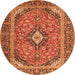 Machine Washable Medallion Orange Traditional Area Rugs, wshtr4379org