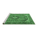 Sideview of Machine Washable Medallion Emerald Green Traditional Area Rugs, wshtr4379emgrn