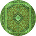 Machine Washable Medallion Green Traditional Area Rugs, wshtr4379grn
