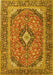 Machine Washable Medallion Yellow Traditional Rug, wshtr4379yw