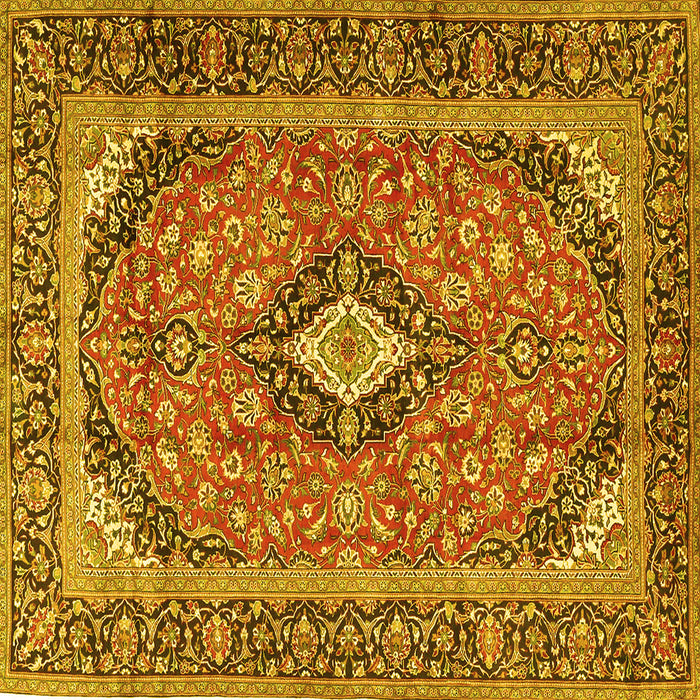 Square Medallion Yellow Traditional Rug, tr4379yw