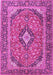 Machine Washable Medallion Pink Traditional Rug, wshtr4379pnk