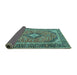 Sideview of Medallion Turquoise Traditional Rug, tr4379turq