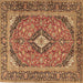 Square Medallion Brown Traditional Rug, tr4379brn