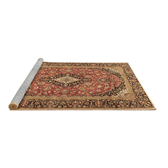 Sideview of Machine Washable Medallion Brown Traditional Rug, wshtr4379brn