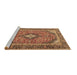 Sideview of Machine Washable Medallion Brown Traditional Rug, wshtr4379brn