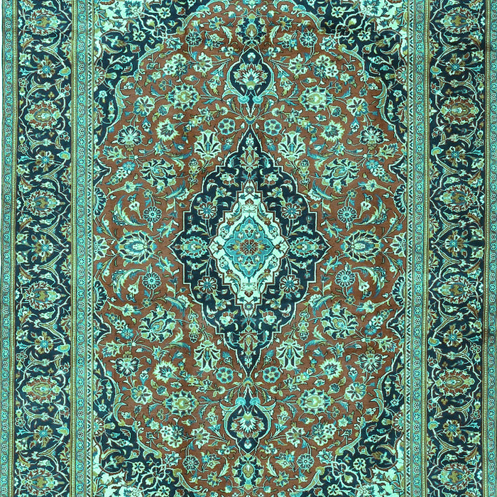 Machine Washable Medallion Turquoise Traditional Area Rugs, wshtr4379turq