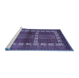 Sideview of Machine Washable Southwestern Blue Country Rug, wshtr437blu
