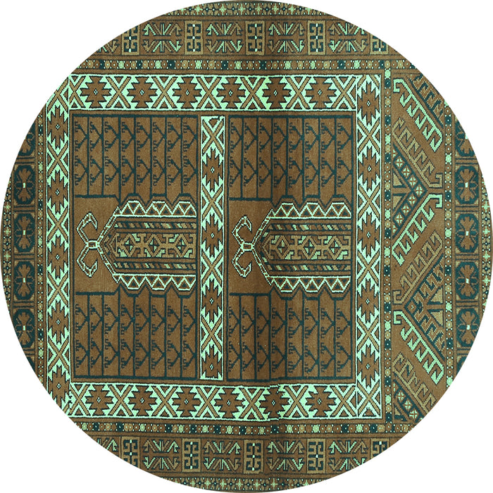 Round Southwestern Turquoise Country Rug, tr437turq