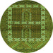 Square Southwestern Green Country Rug, tr437grn