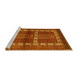 Sideview of Machine Washable Southwestern Yellow Country Rug, wshtr437yw