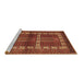 Sideview of Machine Washable Southwestern Brown Country Rug, wshtr437brn