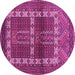 Round Machine Washable Southwestern Purple Country Area Rugs, wshtr437pur