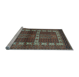 Sideview of Machine Washable Southwestern Light Blue Country Rug, wshtr437lblu