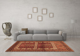 Machine Washable Southwestern Brown Country Rug in a Living Room,, wshtr437brn
