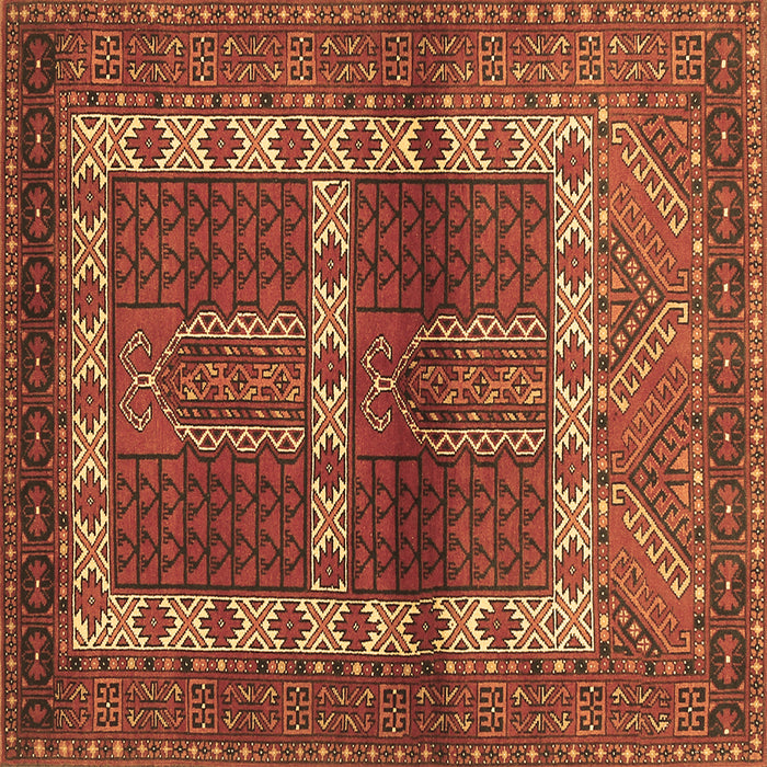 Square Machine Washable Southwestern Brown Country Rug, wshtr437brn