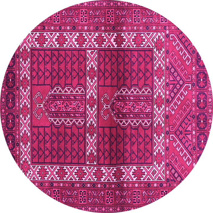 Round Machine Washable Southwestern Pink Country Rug, wshtr437pnk