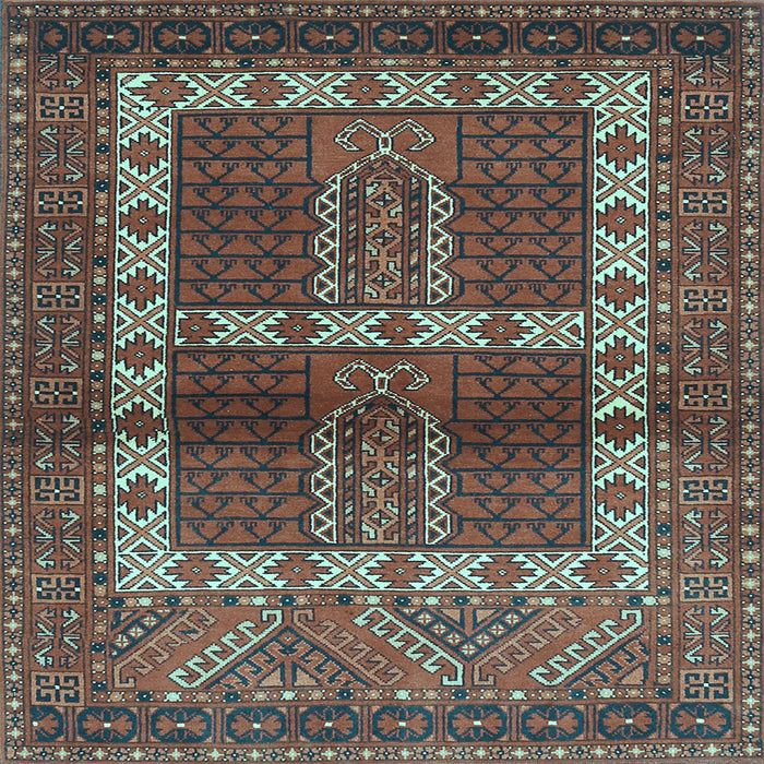 Square Machine Washable Southwestern Light Blue Country Rug, wshtr437lblu