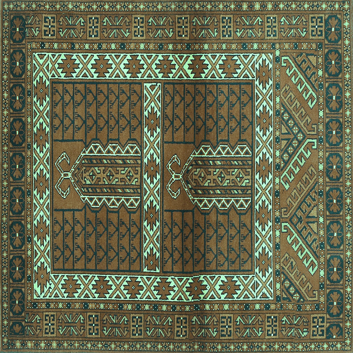 Square Southwestern Turquoise Country Rug, tr437turq